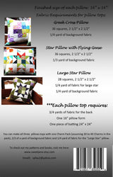 Mini Charm Trio Pillow # SJ074 From Sweet Jane's Quilting & Design By Susan Pfau Pattern Makes 3 different options 16 x 16 inches