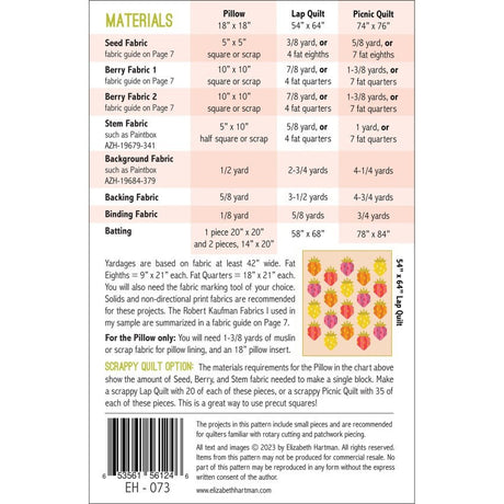 Berry Season Quilt Pattern By Elizabeth Hartman Paper Pattern EH073