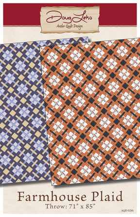 Farmhouse Plaid Printed Quilt pattern AQD 0286 Antler Quilt Design - Throw 71 inches x 85 inches
