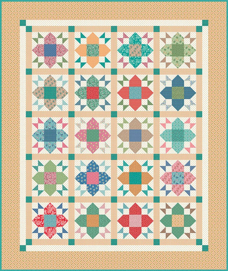 Home Town Heirloom Coral Swasey Yardage C13590-Heircoral by Lori Holt for Riley Blake Designs Sold in 1/4 yard increments cut contiguously