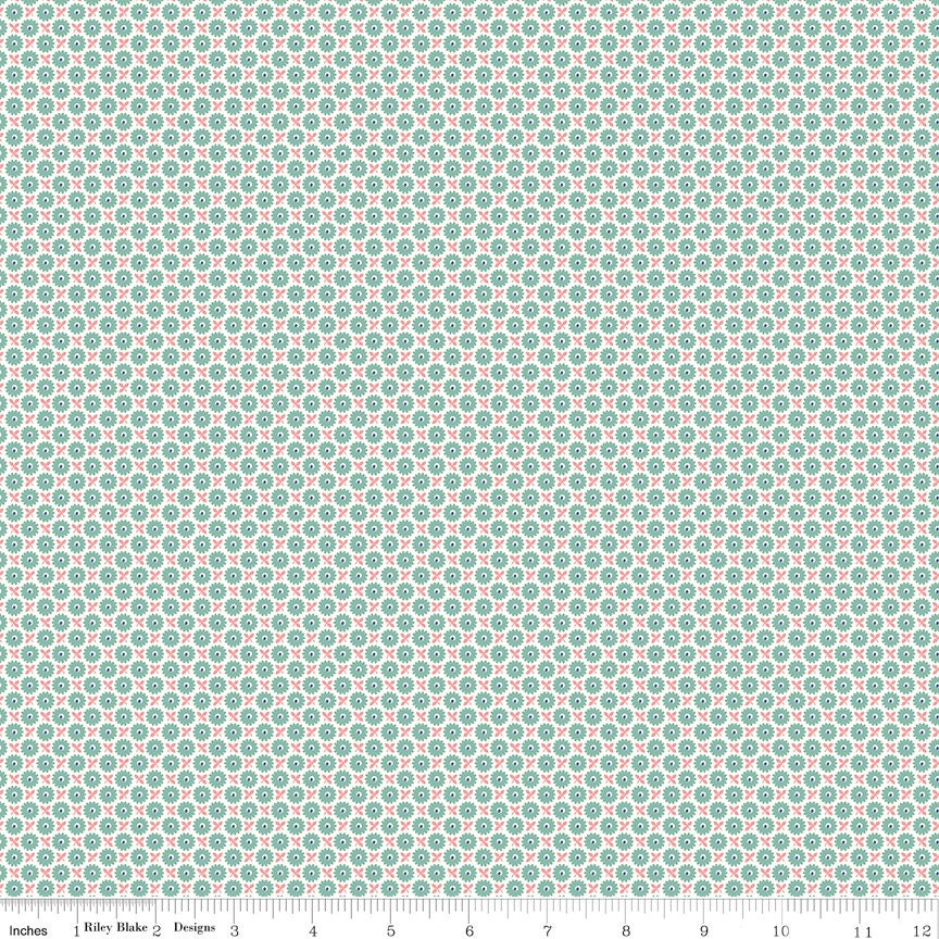 Home Town Heirloom Sea Glass Crane Yardage C13596-Heirseaglass by Lori Holt for Riley Blake Designs 1/4 yard increments cut contiguously