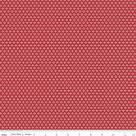 Home Town Schoolhouse Red Dansie Yardage C13595-Schred by Lori Holt for Riley Blake Designs Sold in 1/4 yard increments cut contiguously