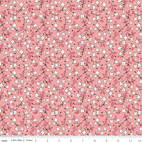 Home Town Heirloom Coral Swasey Yardage C13590-Heircoral by Lori Holt for Riley Blake Designs Sold in 1/4 yard increments cut contiguously