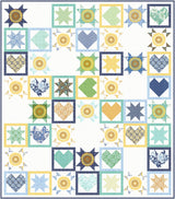 Sunflowers in My Heart Coeur Cloud White Yardage 27322-31 by Kate Spain Sold in 1/2 Yard Increments