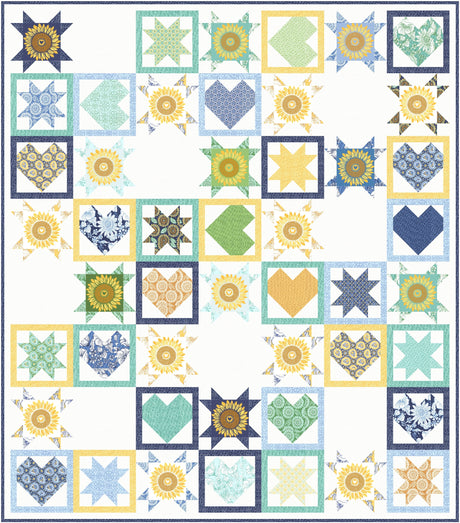 Sunflowers in My Heart Fleur Pond Yardage 27325-13 by Kate Spain Sold in 1/2 yard increments cut continuously.