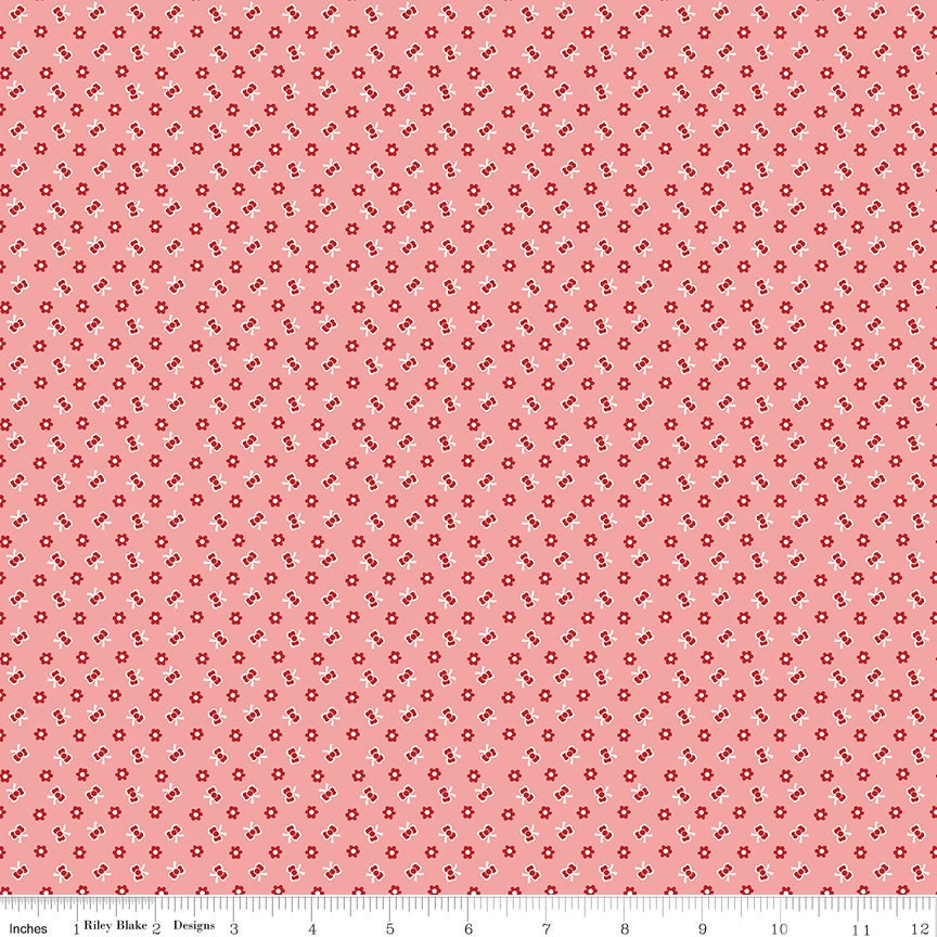 Home Town Heirloom Coral Hardman Yardage C13587-Heircoral by Lori Holt for Riley Blake Designs Sold in 1/4 yard increments cut contiguously