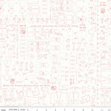 Home Town Coral Patterns Yardage C13599-Coral by Lori Holt for Riley Blake Designs Sold in 1/2 yard increments