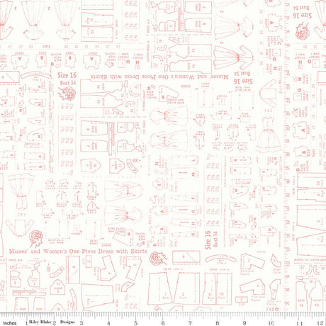 Home Town Coral Patterns Yardage C13599-Coral by Lori Holt for Riley Blake Designs Sold in 1/2 yard increments