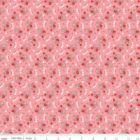 Home Town Heirloom Coral Bills Yardage C13582-Heircoral by Lori Holt for Riley Blake Designs Sold in 1/4 yard increments cut contiguously
