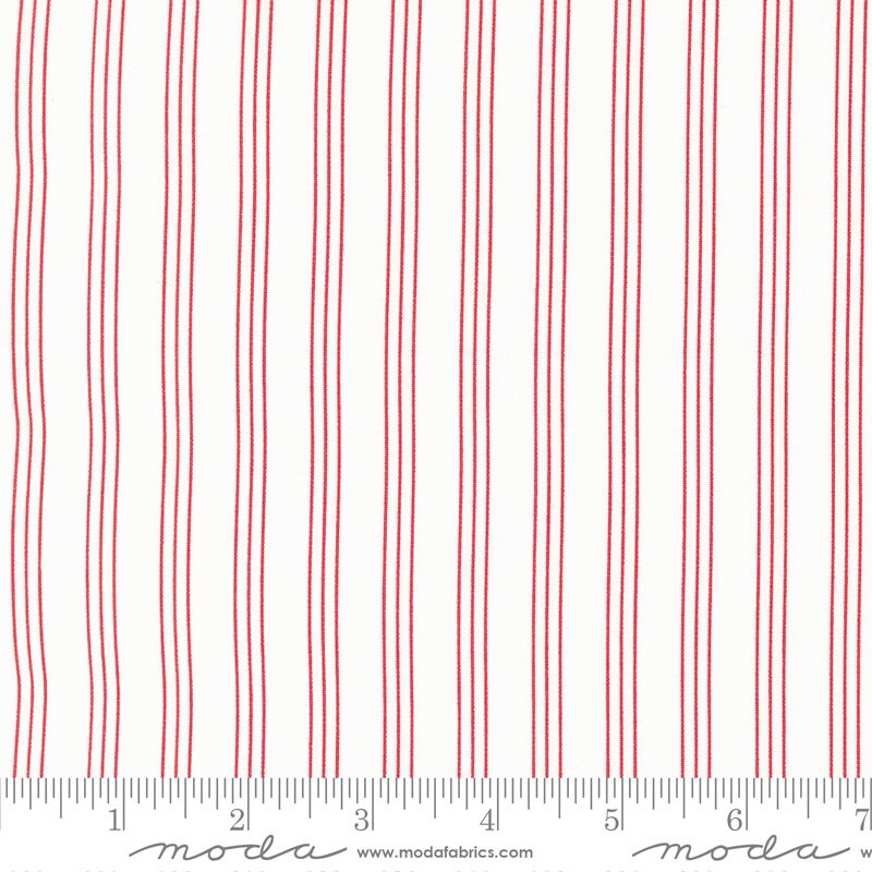 Lighthearted Stripe Cream Red 55296 11 Sold by 1/2 yard increments cut contiguously