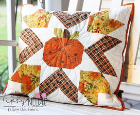 Pumpkin Barn Star Pillow Pattern - Tipsy Needle Quilt Pattern TTN-126 Size 20" Pillow