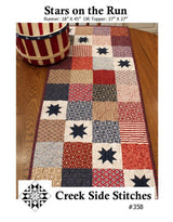 Stars on the Run #CSS358 From Creek Side Stitches By Patrica Hellenbrand, Placemats, Table Runners & Toppers, precut friendly