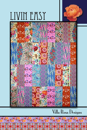 Livin Easy Pattern Card for Villa Rosa Designs finished size 54"x66"
