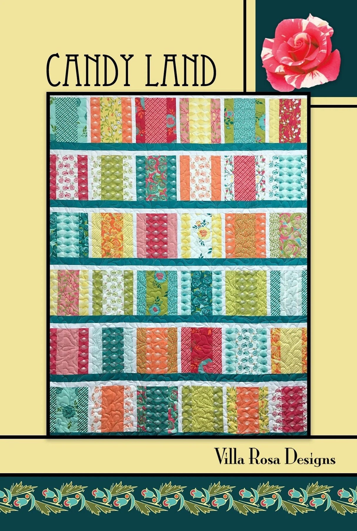 Candy Land Quilt Pattern Card by Villa Rosa Designs finished size 55" x 72"