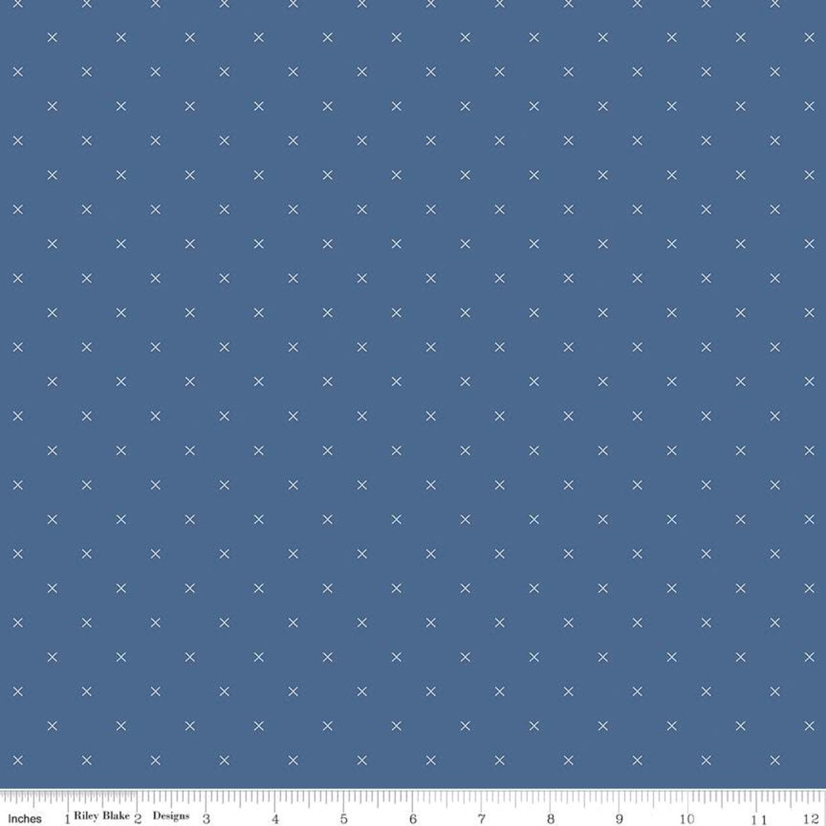 Bee Cross Stitch on Denim Yardage - C745-Denim by Lori Holt of A Bee in My Bonnet for Riley Blake Designs Sold in 1/2 Yard Increments