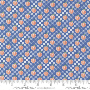 Peachy Keen Peaches Cobalt 29171-16 by Corey Yoder Sold in 1/2 yard increments cut continuously 