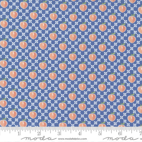Peachy Keen Peaches Cobalt 29171-16 by Corey Yoder Sold in 1/2 yard increments cut continuously 