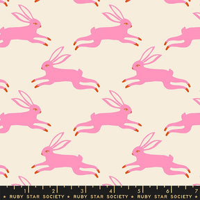 Backyard Bunny Run Flamingo RS2087-11 by Sarah Watts for Ruby Star Society sold in 1/2 yard increments