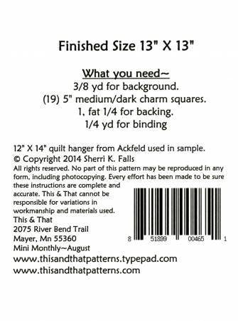 Make it Mini August TAT276 Pattern by This & That