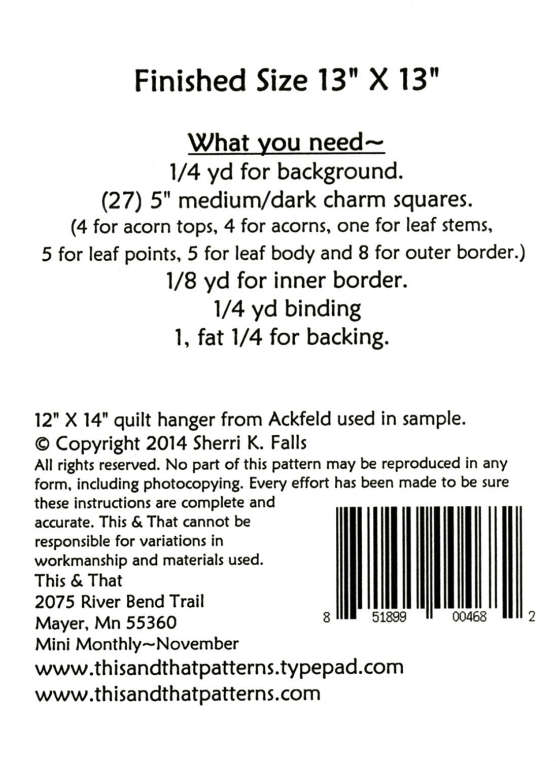 Make it Mini December TAT280 Pattern by This & That