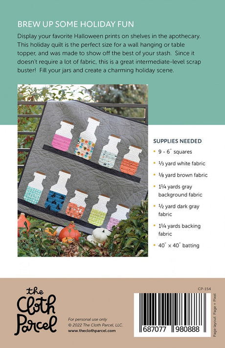 Apothecary Quilt Pattern, Printed Pattern only CP-154 From The Cloth Parcel by Audrey Mann and Diane Britton 36 x 36