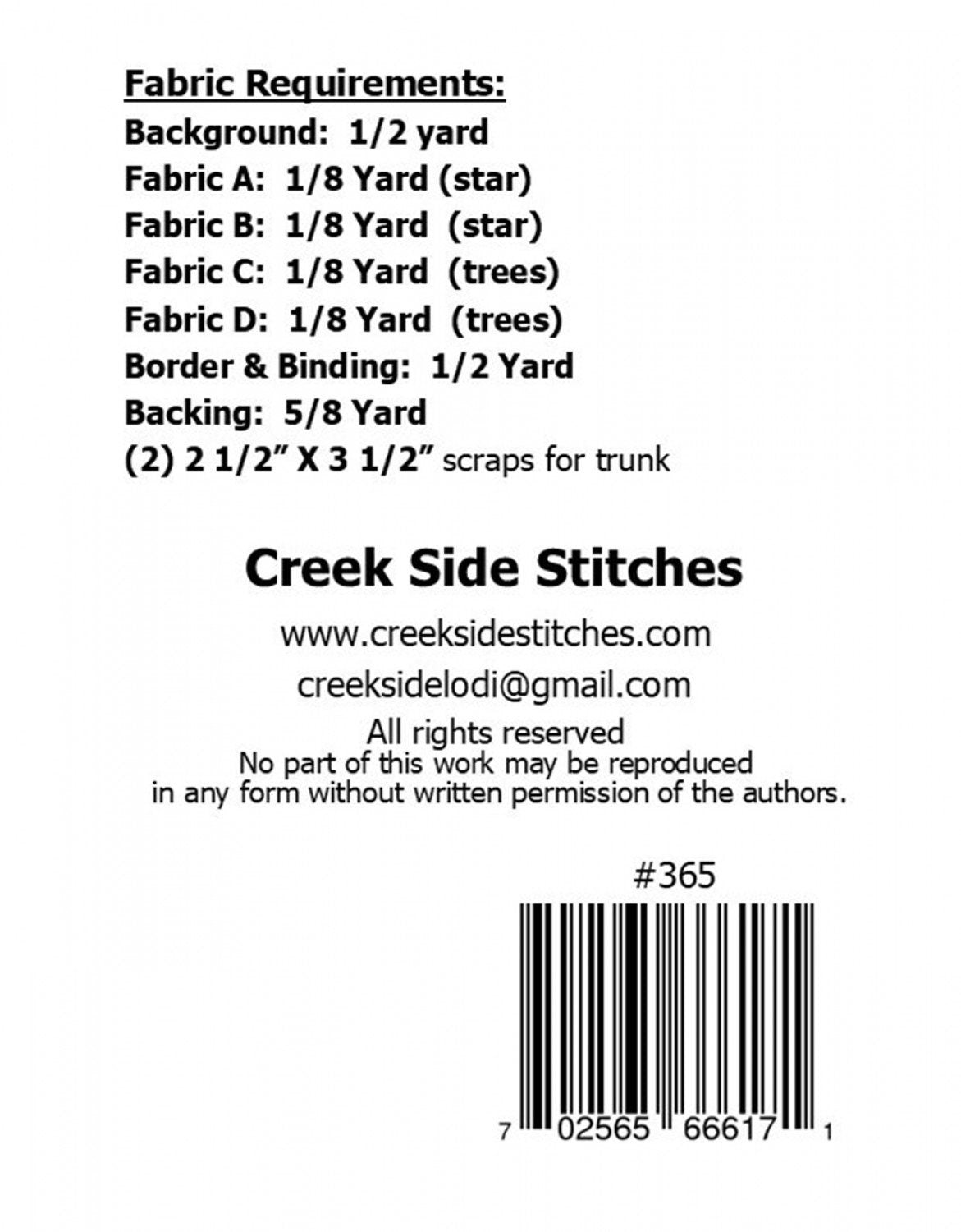 Timber Pines Table Runner CSS365 From Creek Side Stitches