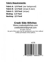 Stars and Stripes Table Runner Printed Pattern only CSS378 by Creek Side Stitches