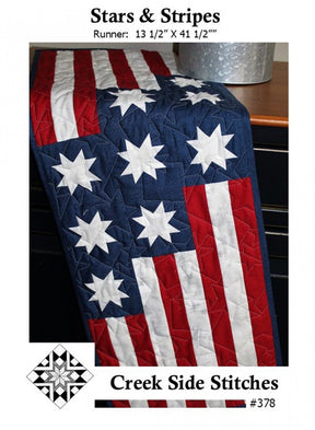 Stars and Stripes Table Runner Printed Pattern only CSS378 by Creek Side Stitches