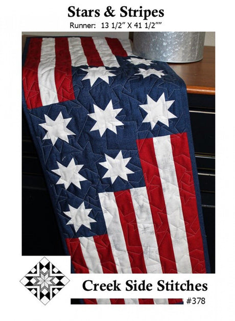 Stars and Stripes Table Runner Printed Pattern only CSS378 by Creek Side Stitches
