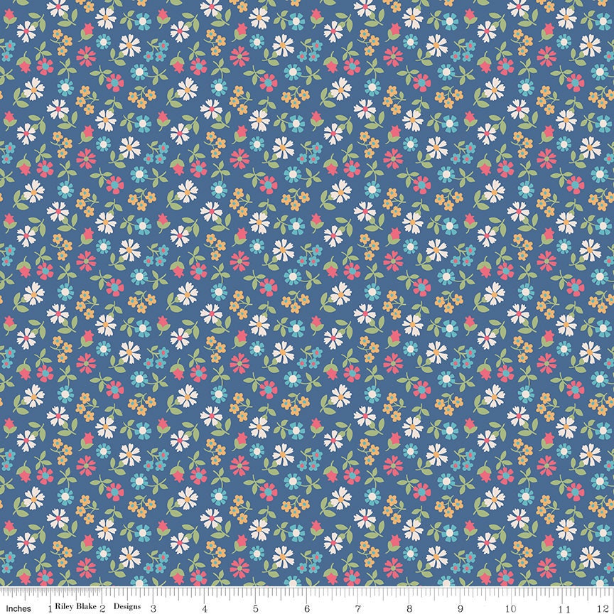 Mercantile Remembrance Denim Yardage C14394-Denim by Lori Holt of Bee in my Bonnet for Riley Blake Designs Sold in 1/2 yard increments