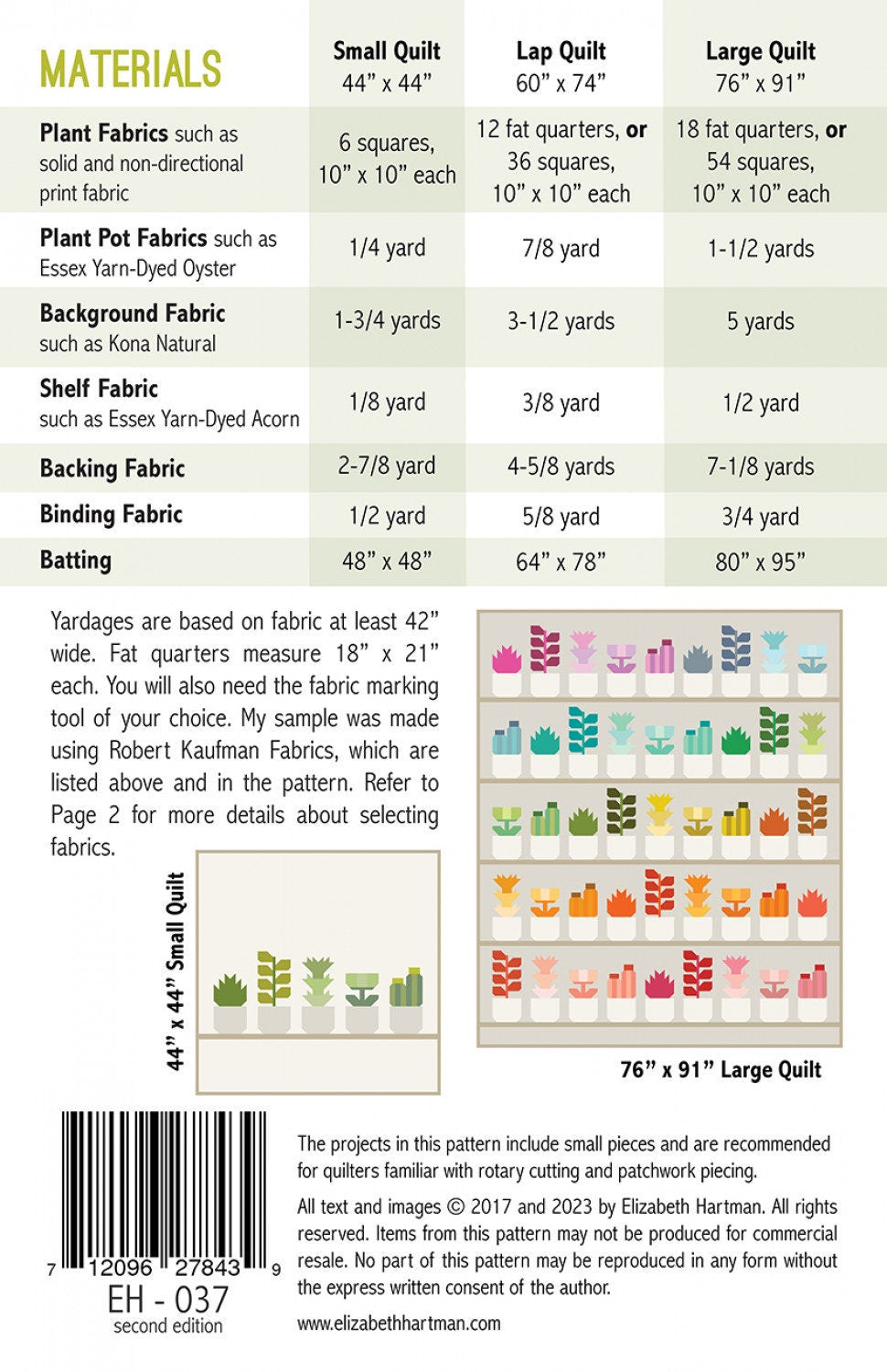 Greenhouse Quilt Pattern by Elizabeth Hartman EH037