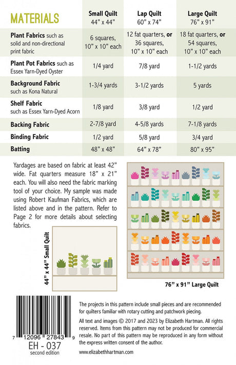 Greenhouse Quilt Pattern by Elizabeth Hartman EH037