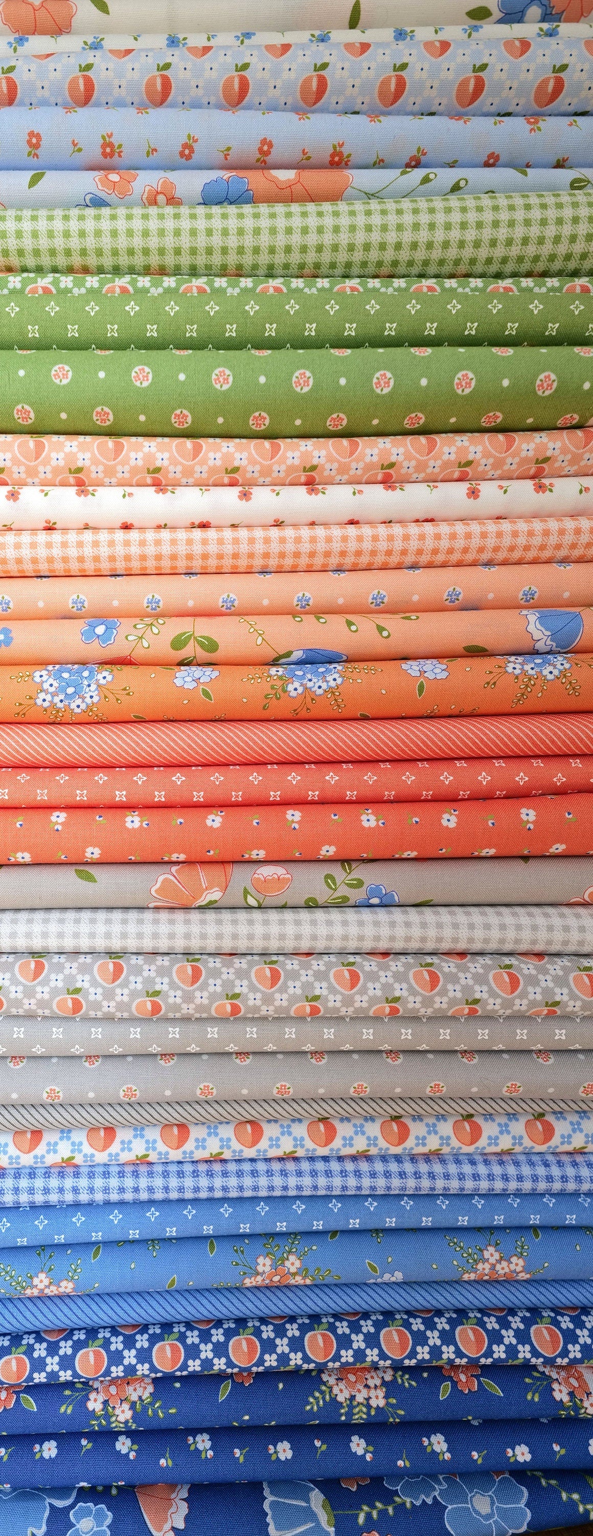 Peachy Keen Peaches Cobalt 29171-16 by Corey Yoder Sold in 1/2 yard increments cut continuously 