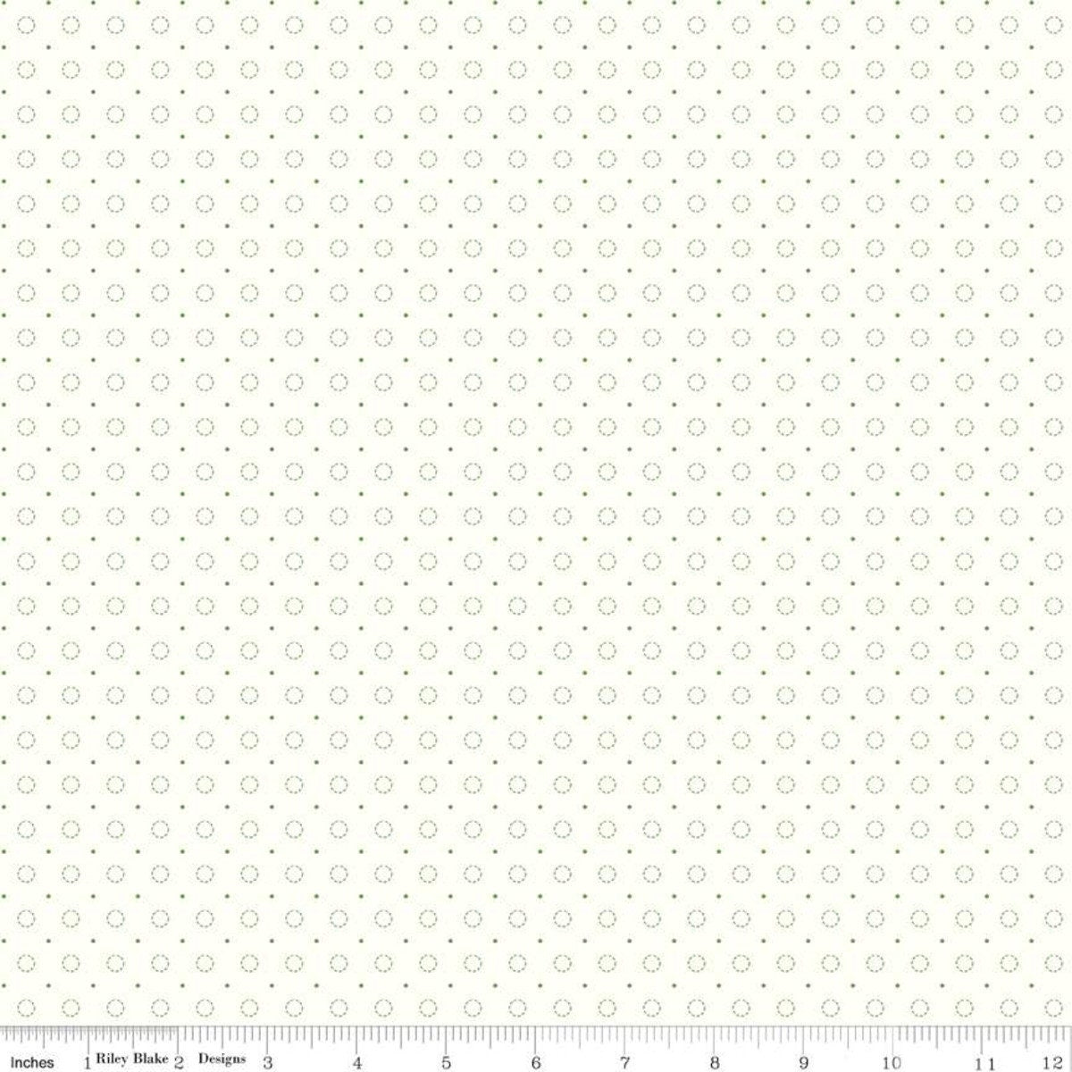 Bee Backgrounds Stitched Circle Yardage - C9940-Green by Lori Holt of A Bee in My Bonnet for Riley Blake Designs Sold in 1/2 yard increments