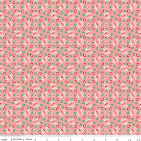 Mercantile Memories Coral Yardage C14390-Coral by Lori Holt of Bee in my Bonnet for Riley Blake Designs Sold in 1/2 yard increments.
