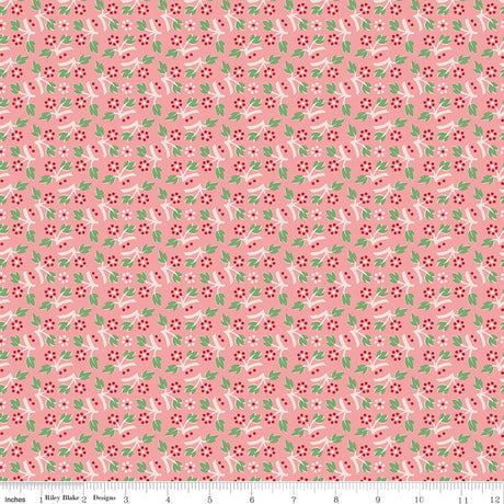Mercantile Memories Coral Yardage C14390-Coral by Lori Holt of Bee in my Bonnet for Riley Blake Designs Sold in 1/2 yard increments.