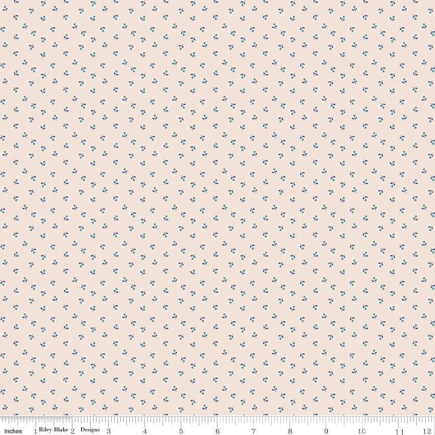 Mercantile Sweet Background Denim Yardage C14405-Denim by Lori Holt of Bee in my Bonnet for Riley Blake Designs Sold in 1/2 yard increments