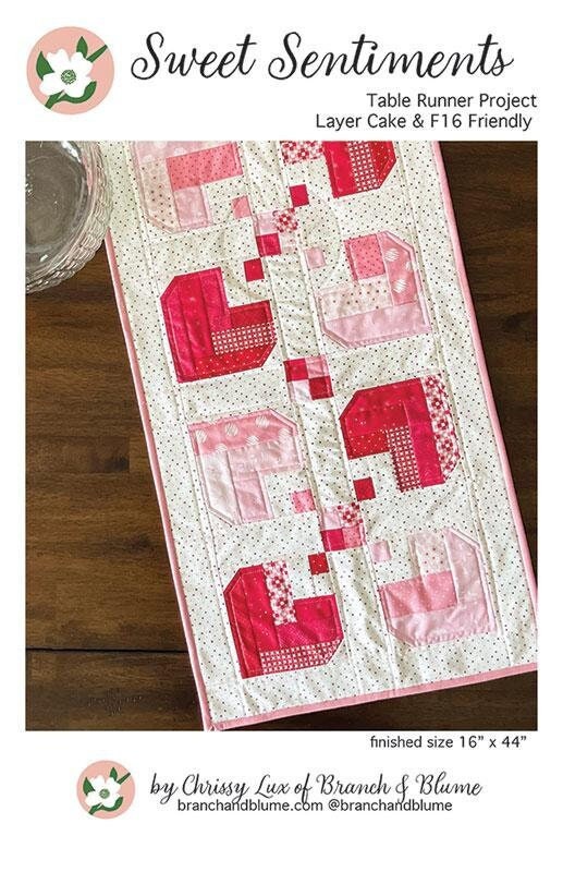 Sweet Sentiments Table Runner BNB 2301 by Chrissy Lux for Sew Lux Fabric 16"x 44"