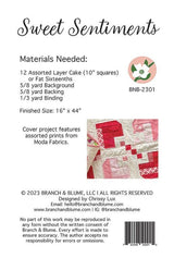 Sweet Sentiments Table Runner BNB 2301 by Chrissy Lux for Sew Lux Fabric 16"x 44"