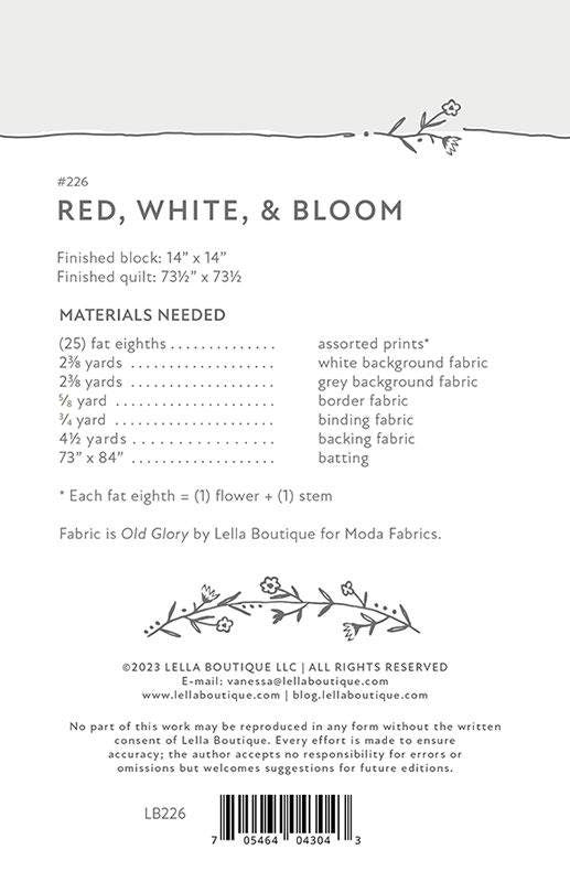 Red, White, & Bloom Printed Pattern by Vanessa Goertzen for Lella Boutique LB226
