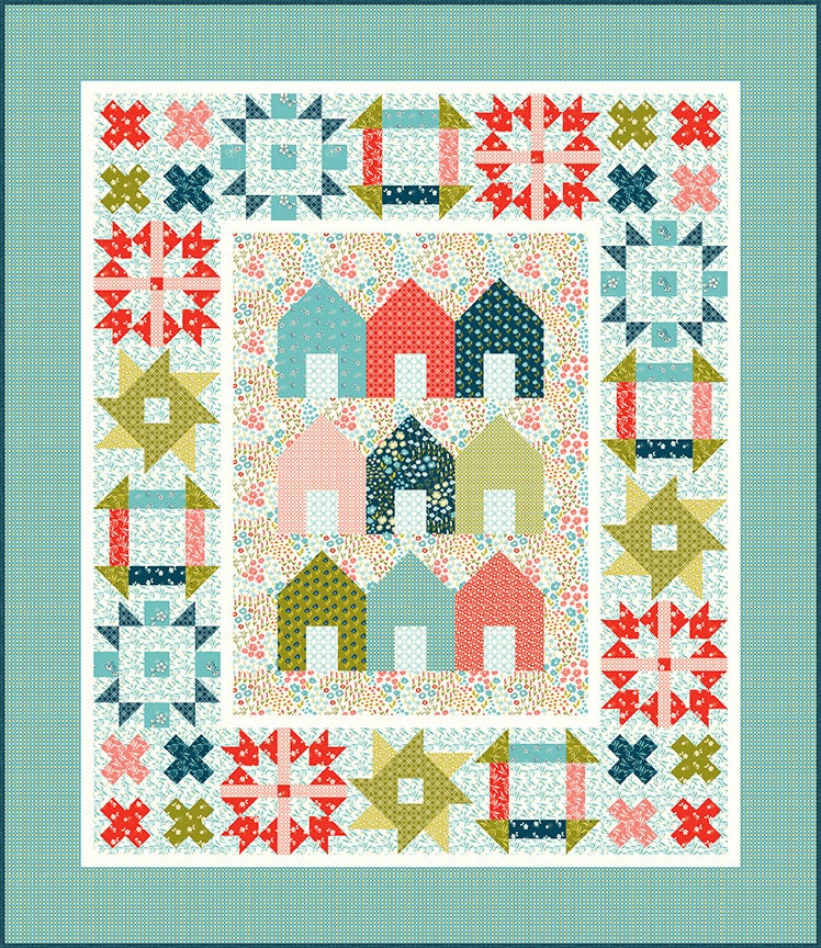 Feed My Soul Tossed Floral Sky C14553-Sky by Sandy Gervais for Riley Blake Designs Sold in 1/2 yard increments cut continuously