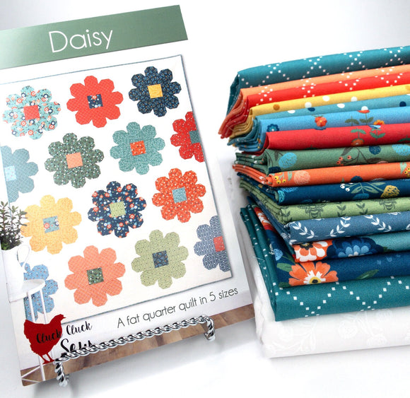 Daisy Quilt Kit includes Pattern, Fabric and Binding by Allison Harris For Cluck Cluck Sew finished size is throw 63 1/2