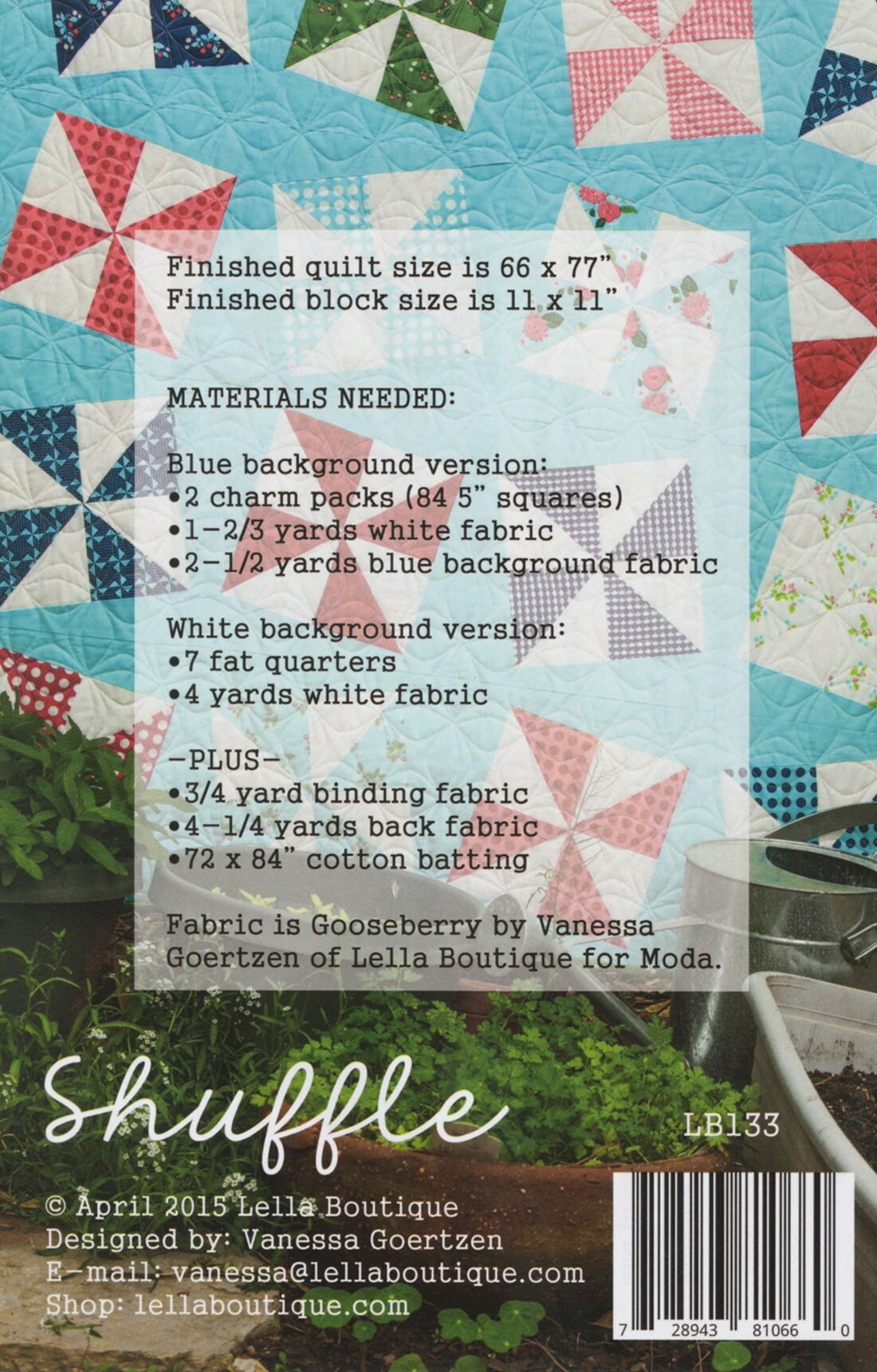 Shuffle Printed Quilt Pattern by Lella Boutique LB133 Vanessa Goertzen, Final Size: 66"x77"