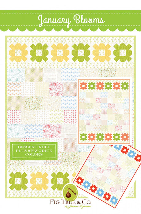 January Blooms FTQ1999 From Fig Tree Quilts By Joanna Figueroa, Printed Pattern 41-1/2in x 52in make from low volume scraps