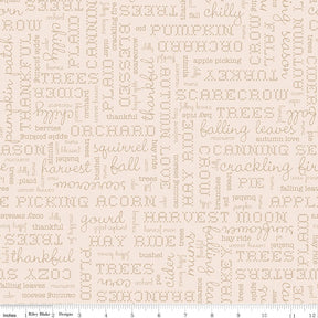 Autumn Latte Words Yardage C14667-LATTE Sold in 1/2 Yard Increments cut continuously