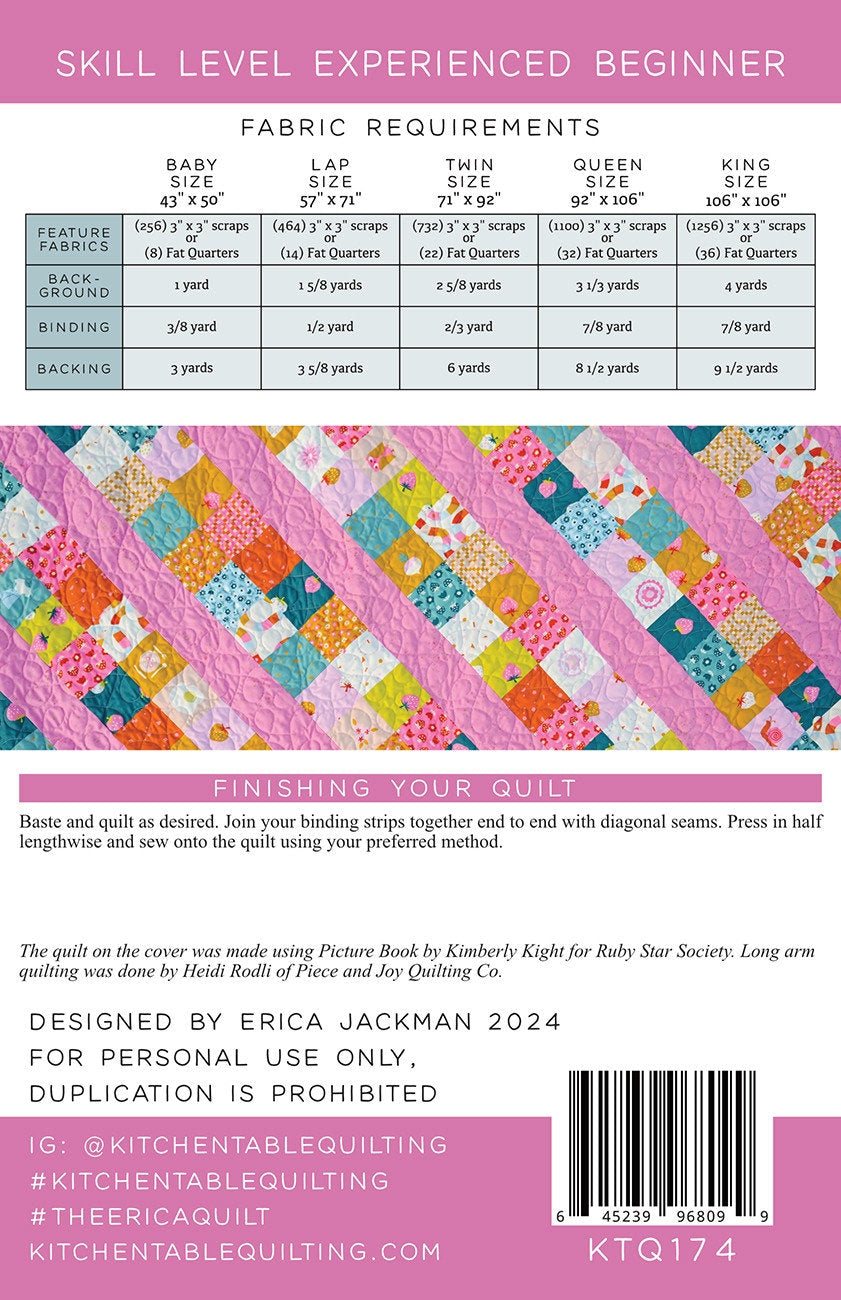 The Erica Quilt KTQ174 by Kitchen Table Quilting (baby, lap, twin, queen and king sizes)