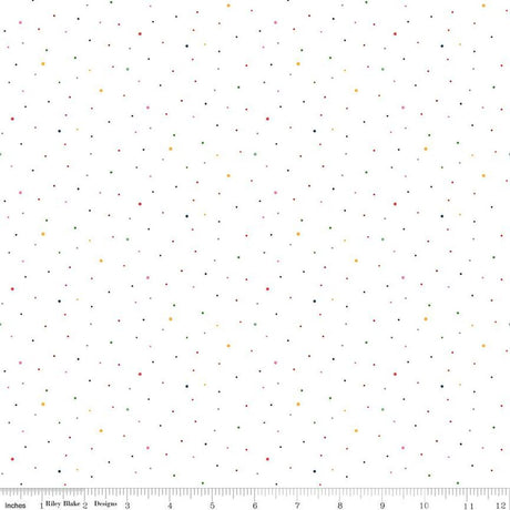 Riley Blake Dapple Dot on White Rainbow by RBD Designers C645-Rainbow Sold in 1/2 Yard increments