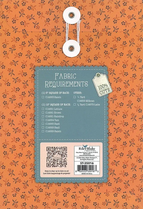 Lori Holt Autumn Quilt Seeds™ Pumpkin #7 Block Kit All Fabrics and Pattern
