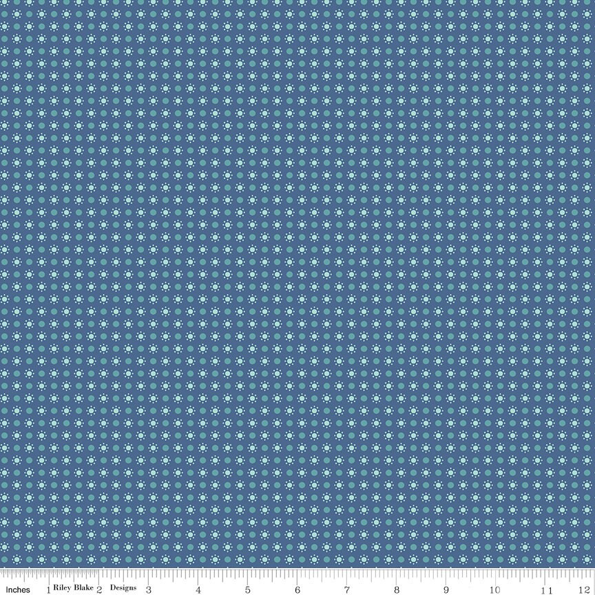 Autumn Denim Dots Yardage C14657-DENIM Sold in 1/2 Yard Increments cut continuously