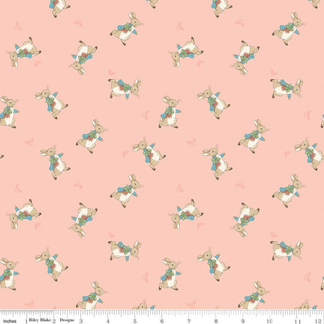 The Tale of Peter Rabbit Coral Peter Toss C14702-Coral Fabrics Sold in 1/2 Yard Increments